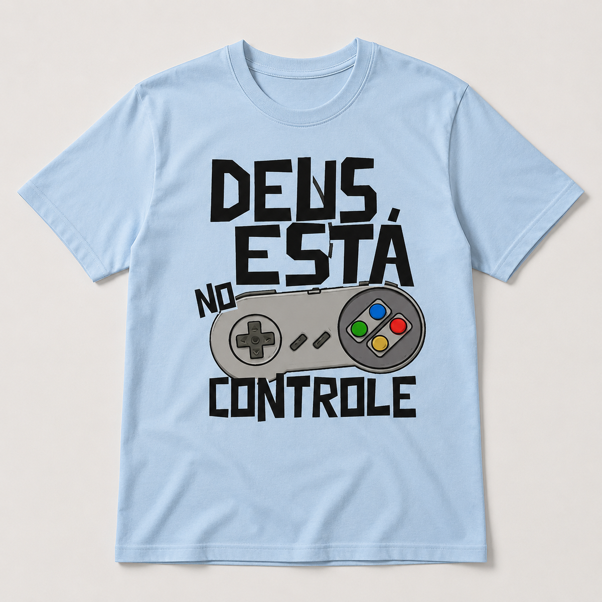 Camiseta Deus Está no Controle – Gamer Cristã