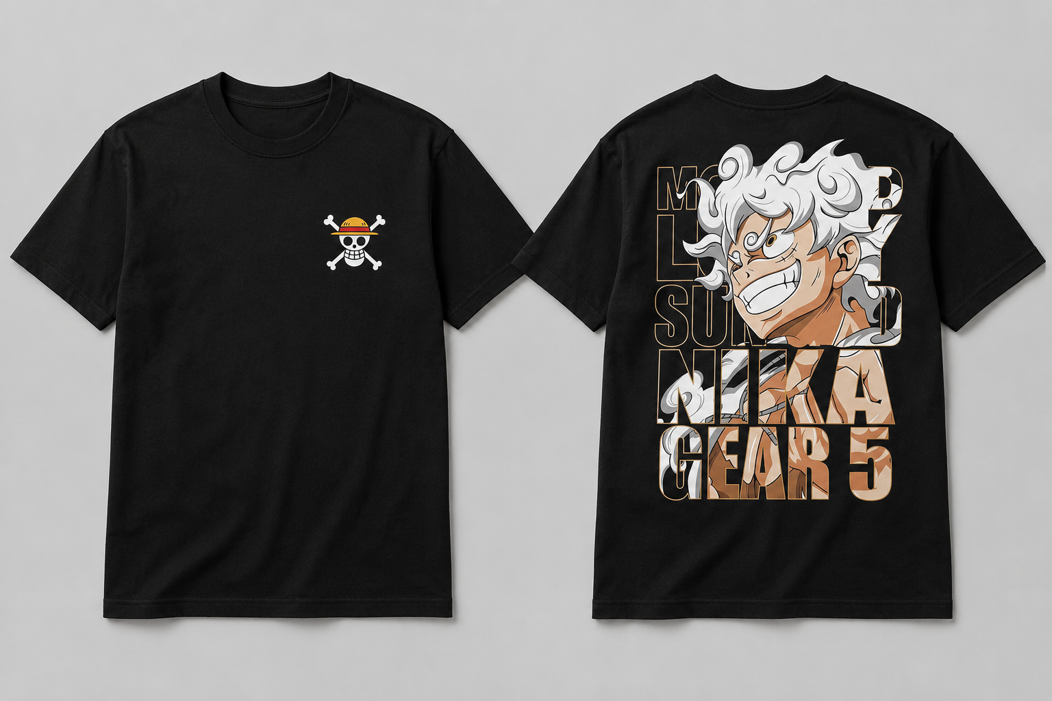 Camisa One Piece Luffy Gear 5 (frente e Costas)